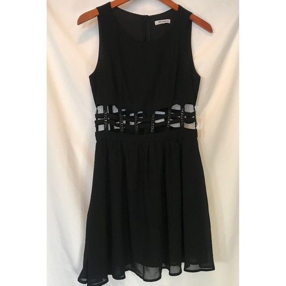 Xtaren Black Hollow Cutout Chain Waist Mini Dress size M - Picture 1 of 7